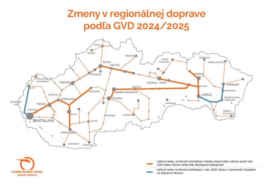 Zmeny v regionálnej doprave podľa GVD 2024 / 2025